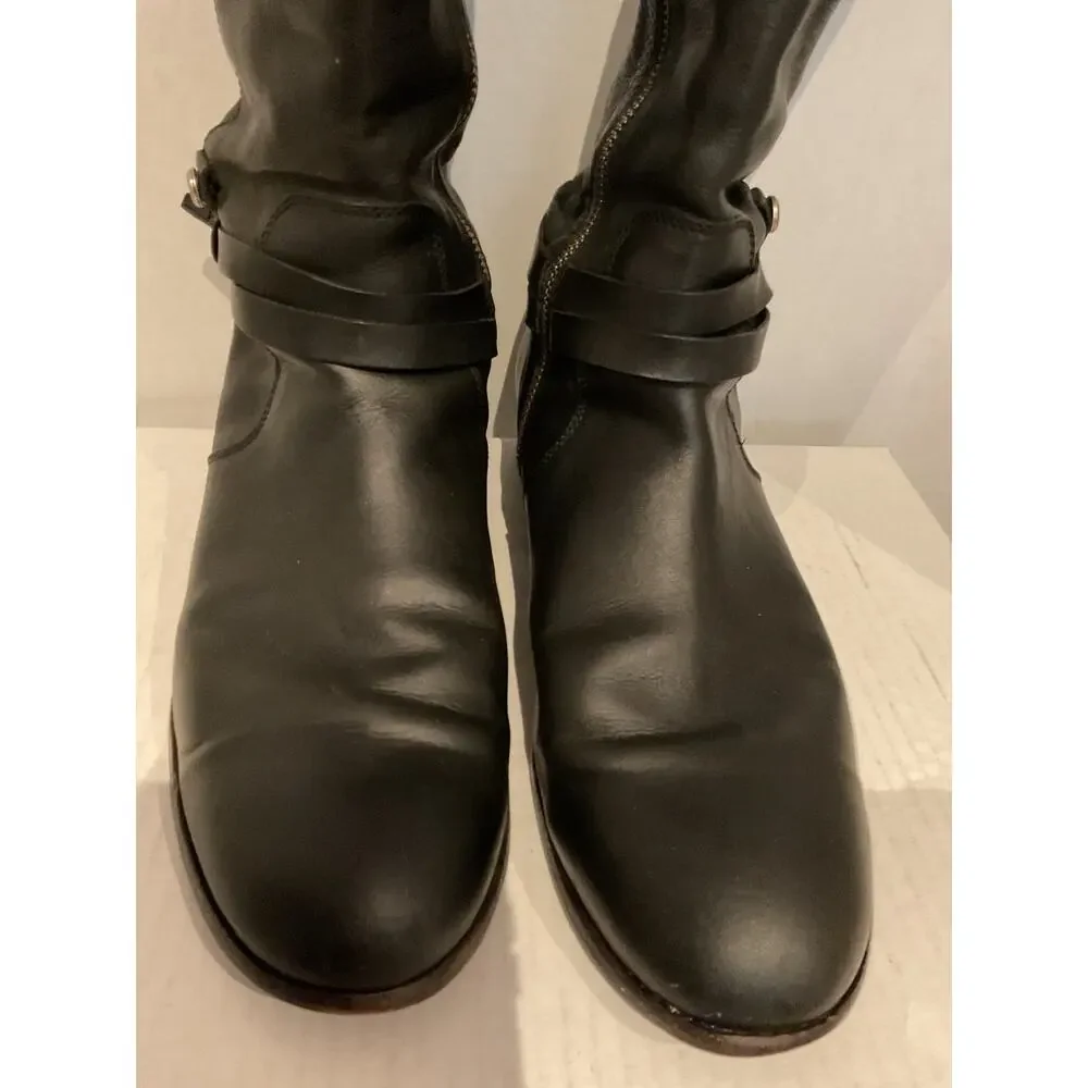 Frye - Melissa Harness - Black Leather Tall Riding Boots - Mexico - size 11B